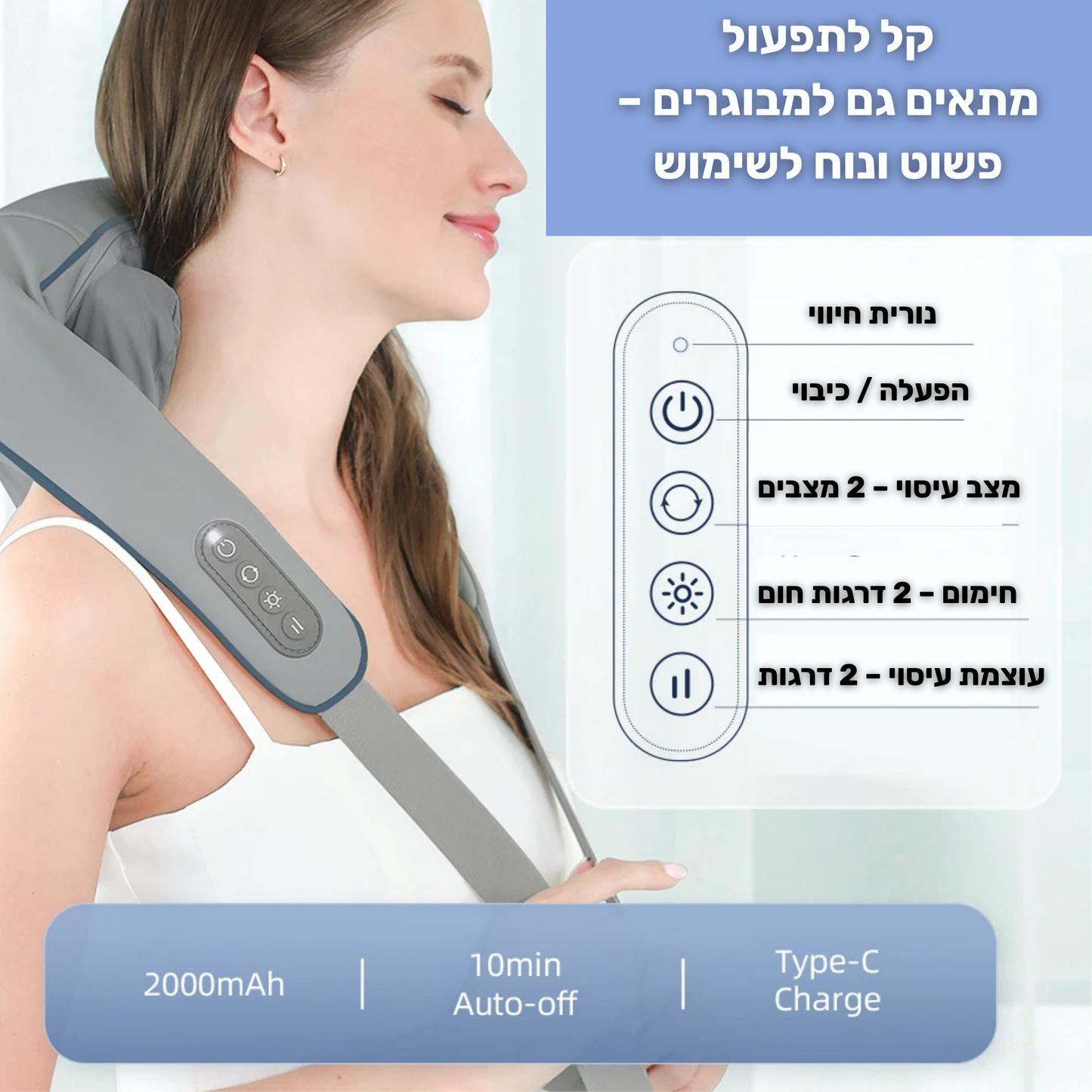 רילקסו קומפורט פרו עיסוי מקצועי לצוואר ולכתפיים
